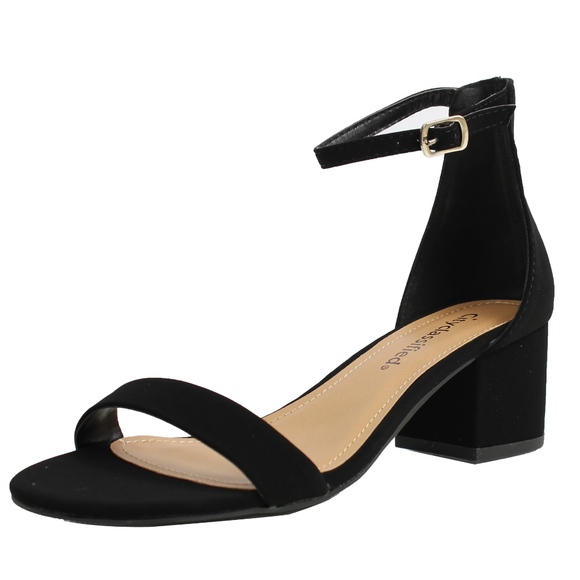 Shoes - Size 7 Black Open Toe Ankle Strap mid block heel
